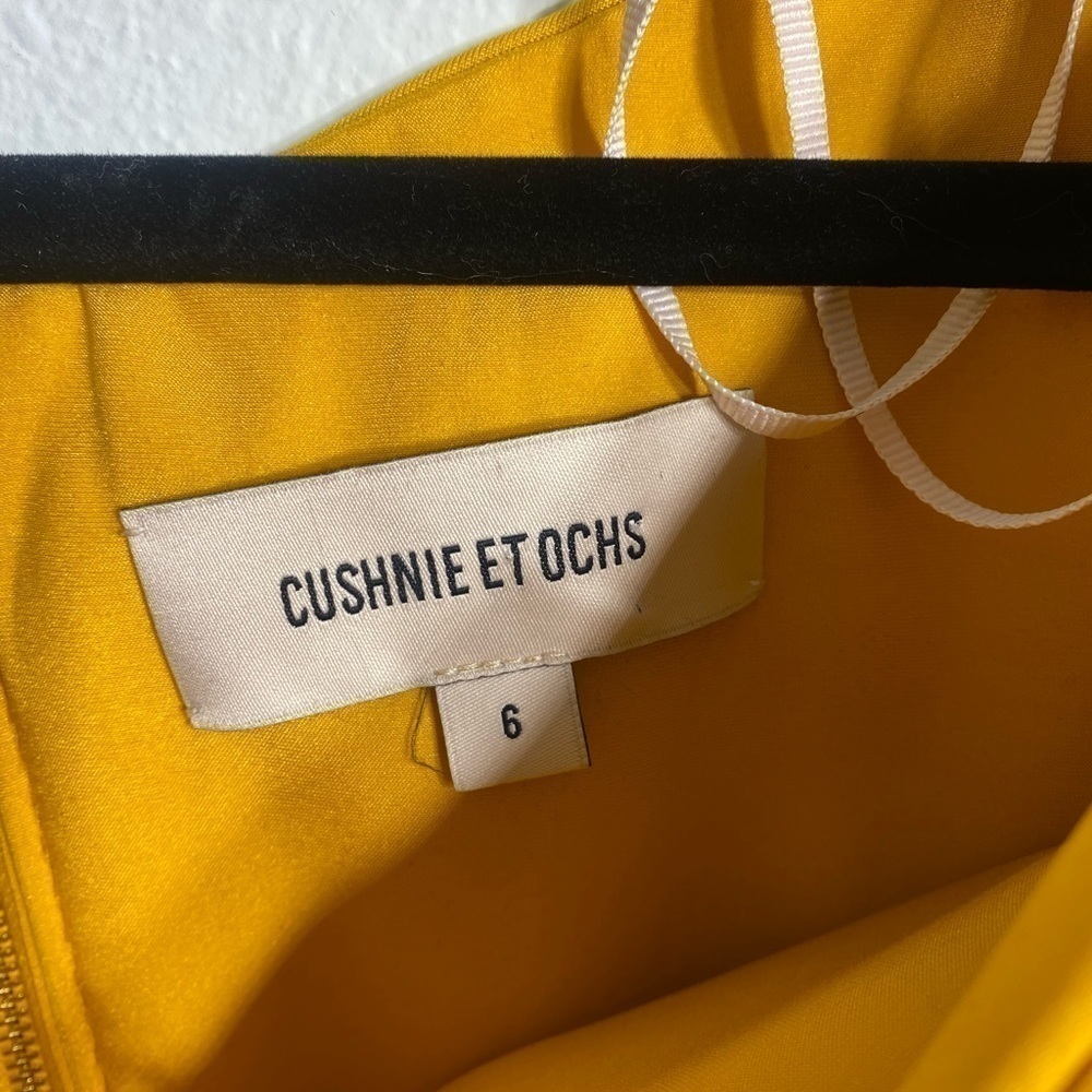 CUSHNIE ET OCHS Issa Yellow Off-The-Shoulder Cross Panel Crop Top SzM /US6 - Picture 5 of 16